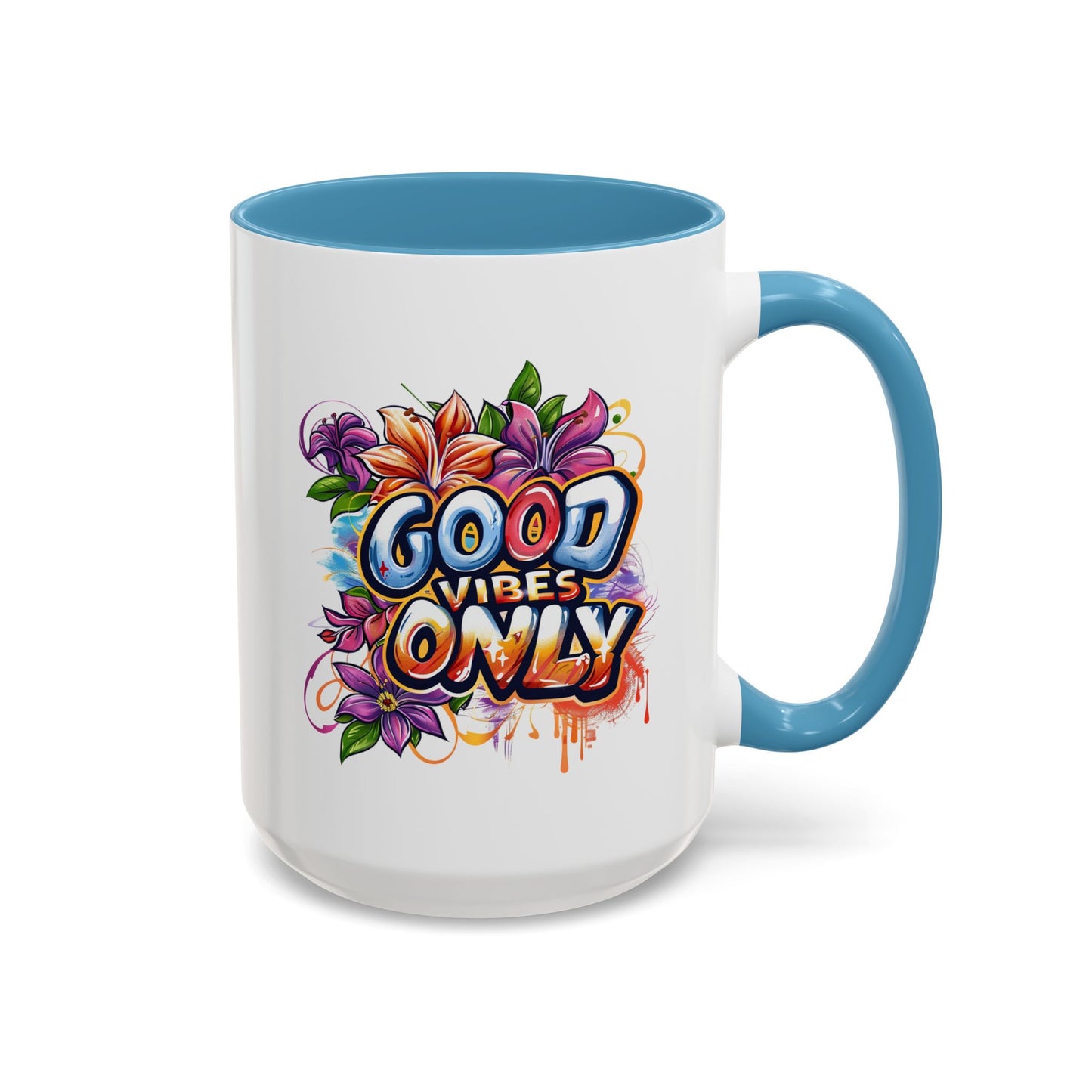 Wellness Mug - Good Vibes Only Graffiti Flowers