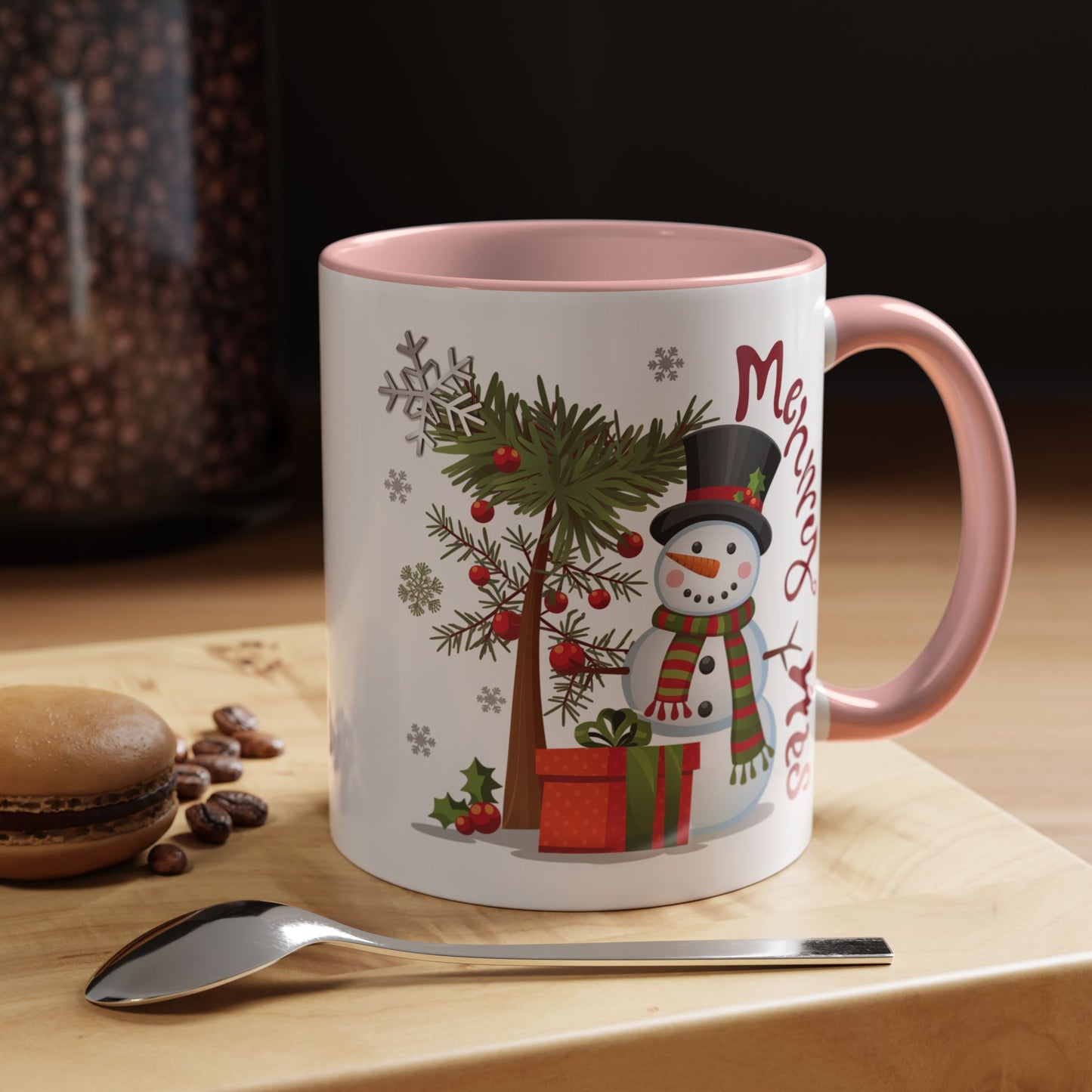 Christmas Mug - Merry Xmas Snowman Tree Present
