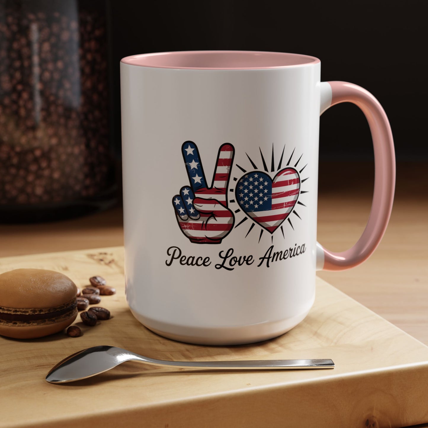 4th of July Mug - Peace Love America