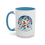Christmas Mug - Merry Christmas Blue Text Snowman Star Reindeer