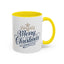 Christmas Mug - Merry Christmas Blue Text Gold Ornaments