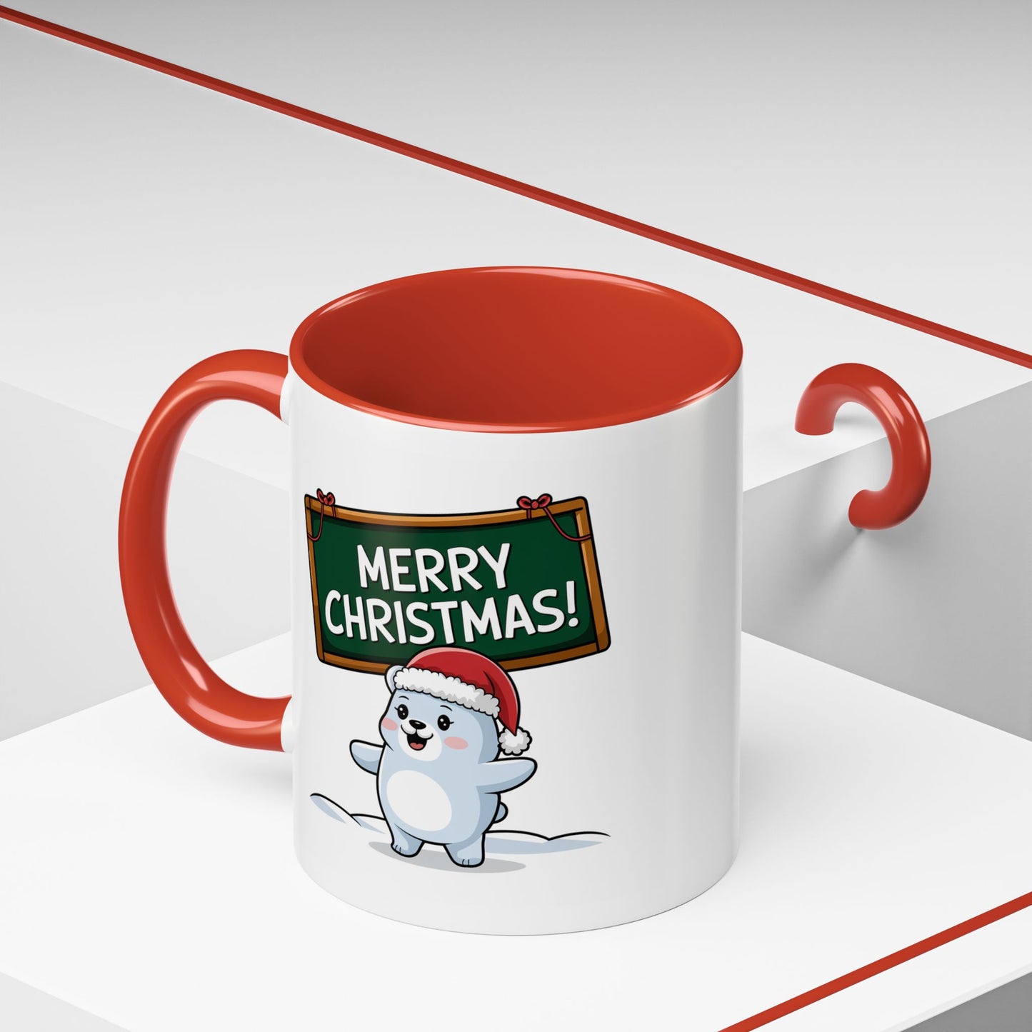 Christmas Mug - Merry Christmas White Text Seal Pup