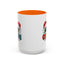 Christmas Mug - Merry Christmas Green Red Yellow and Blue Text Red Hats