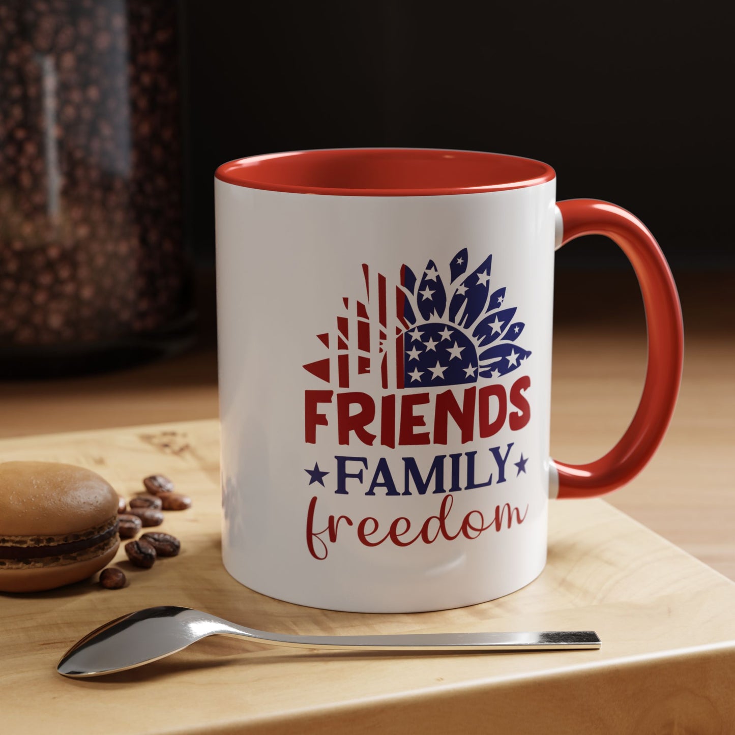 4th of July Mug - Friends Family Freedom Sunflower