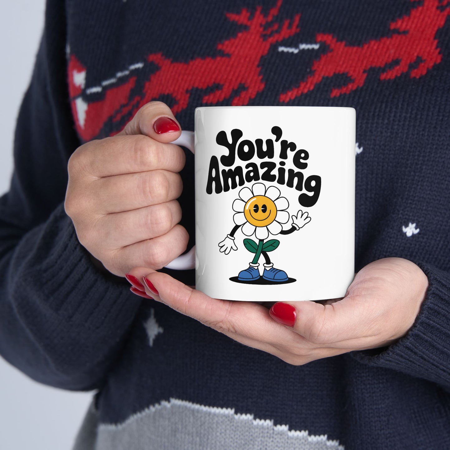 Motivation Mug - You're Amazing Retro Flower