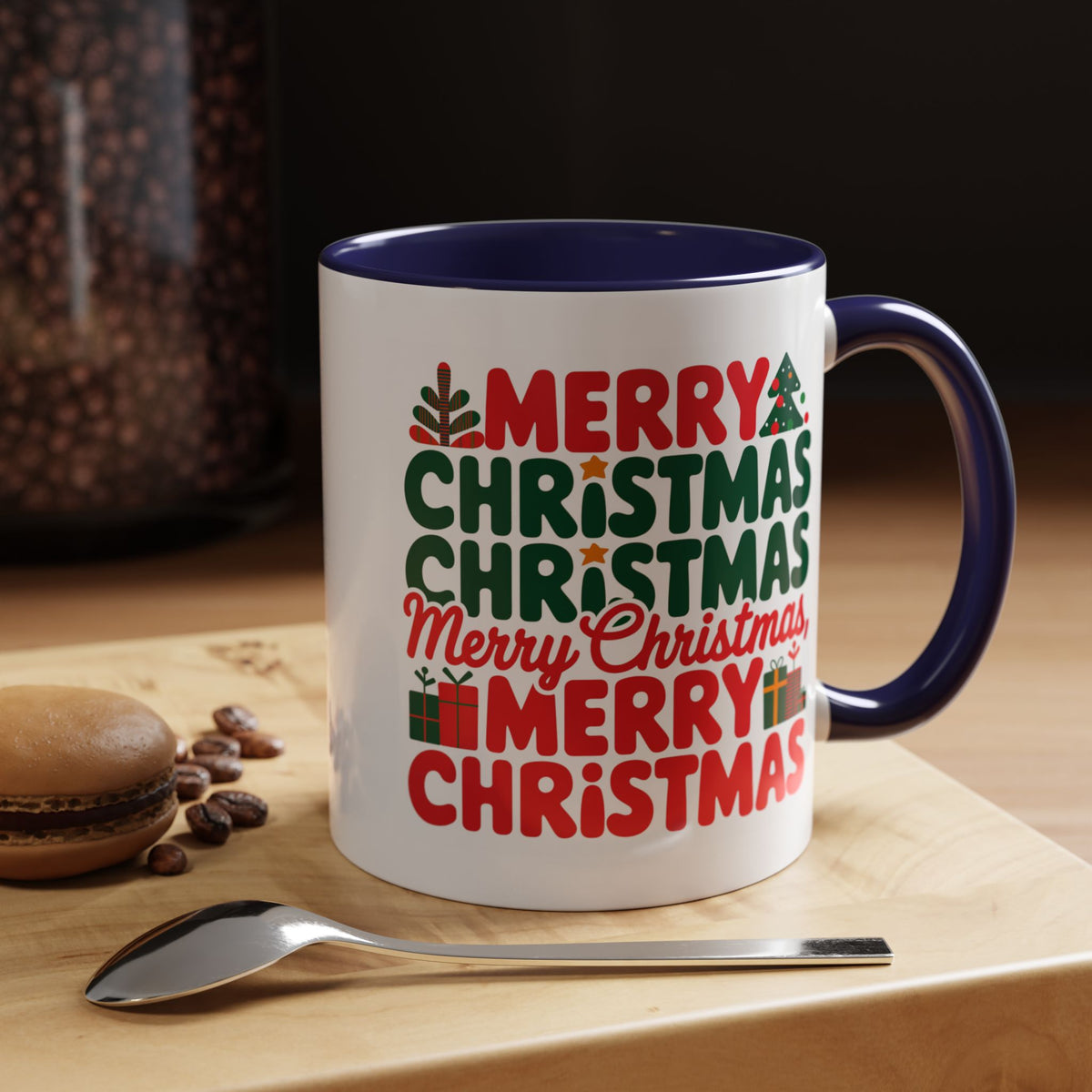 Christmas - Merry Christmas Red & Green Text Trees Presents Candles
