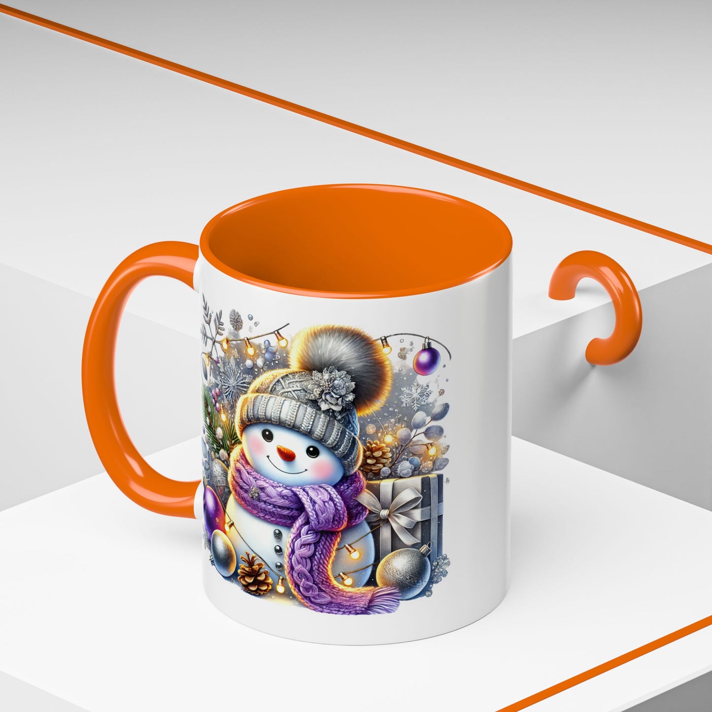 Christmas Mug - Purple and Silver Snowman