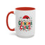 Christmas Mug - Grandma Claus Green Yellow & Red Text Hat Lights Stars