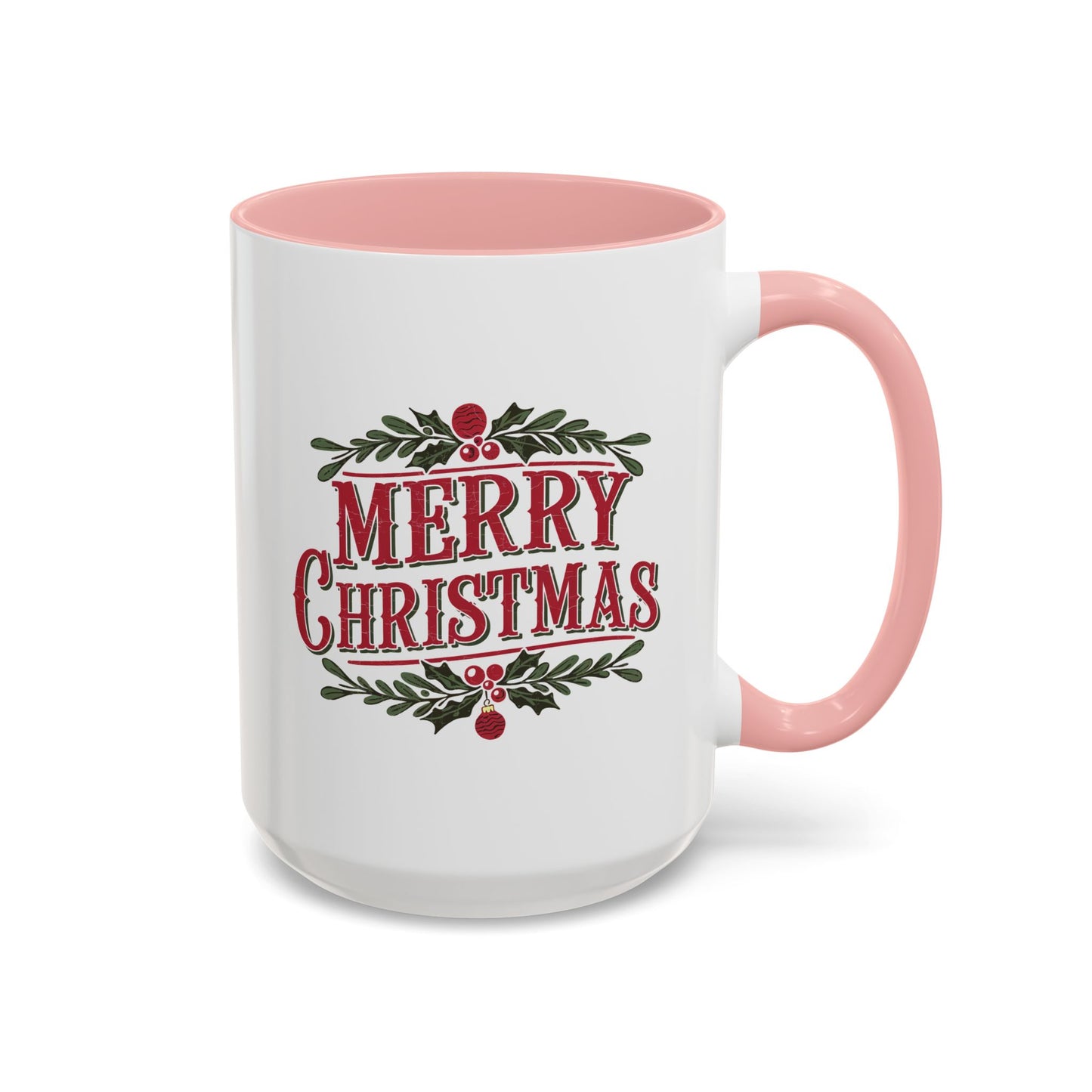 Christmas Mug - Merry Christmas Maroon Text Ornament Decorations