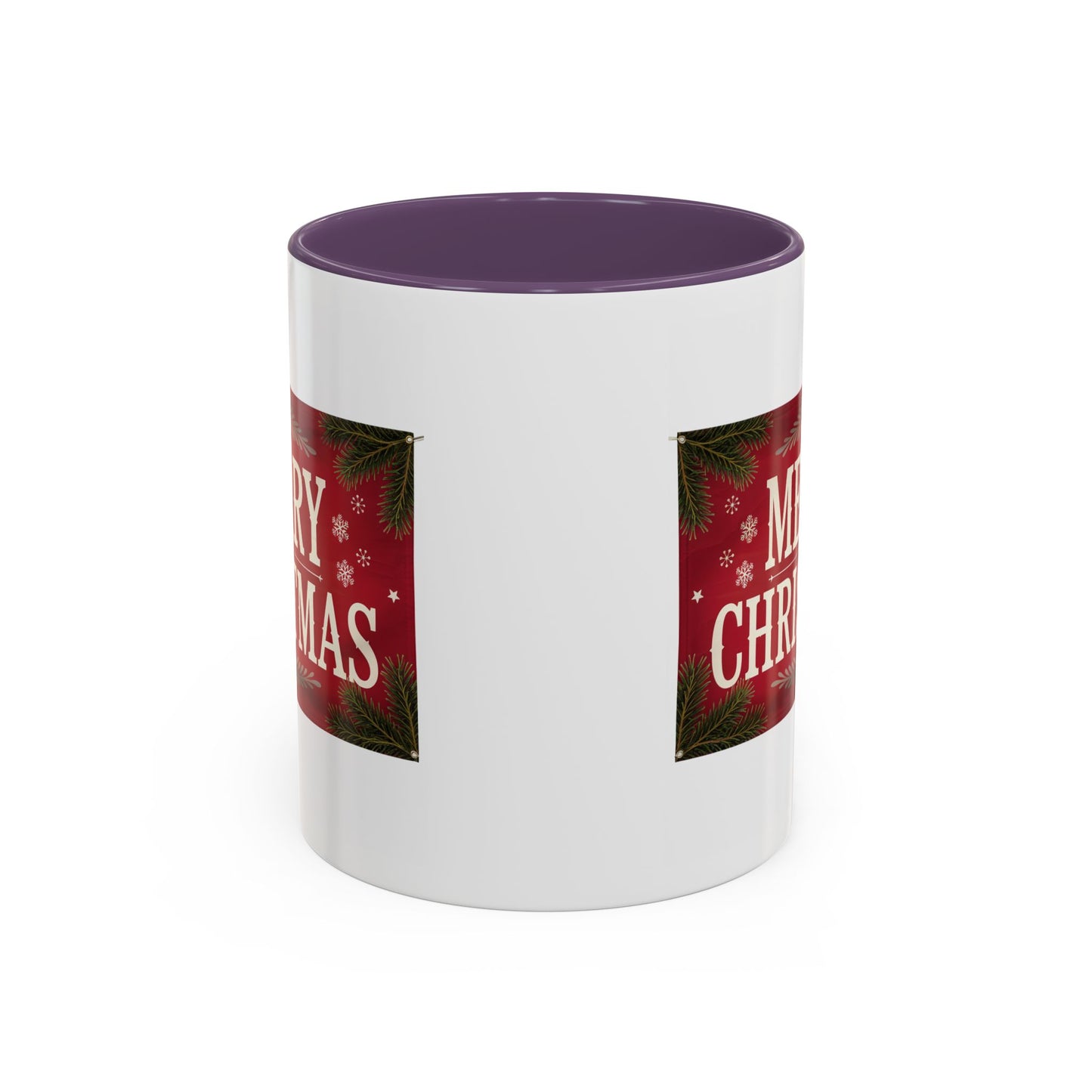 Christmas Mug - Merry Christmas Cream Text Maroon Background