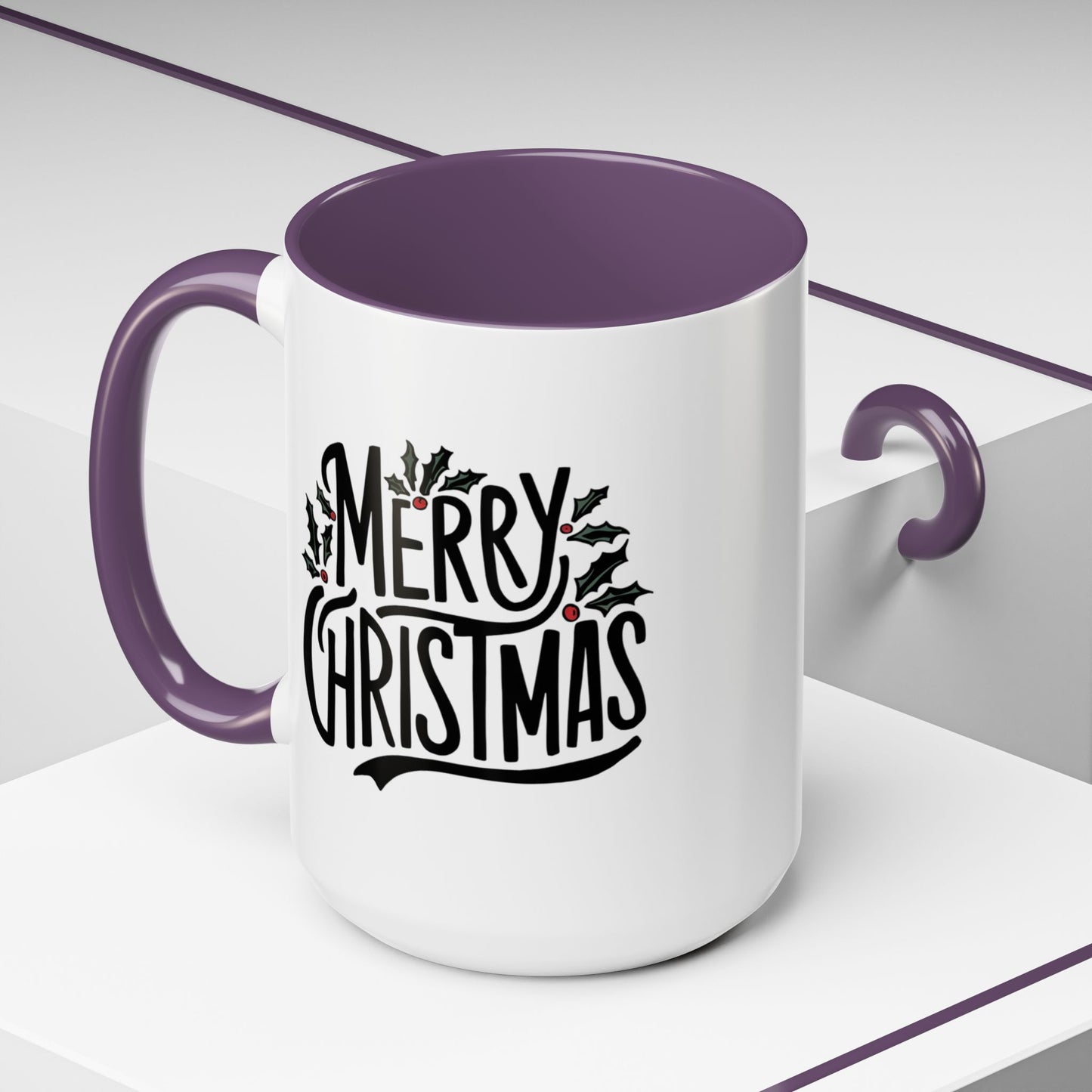 Christmas Mug - Merry Christmas Black Text Mistletoe
