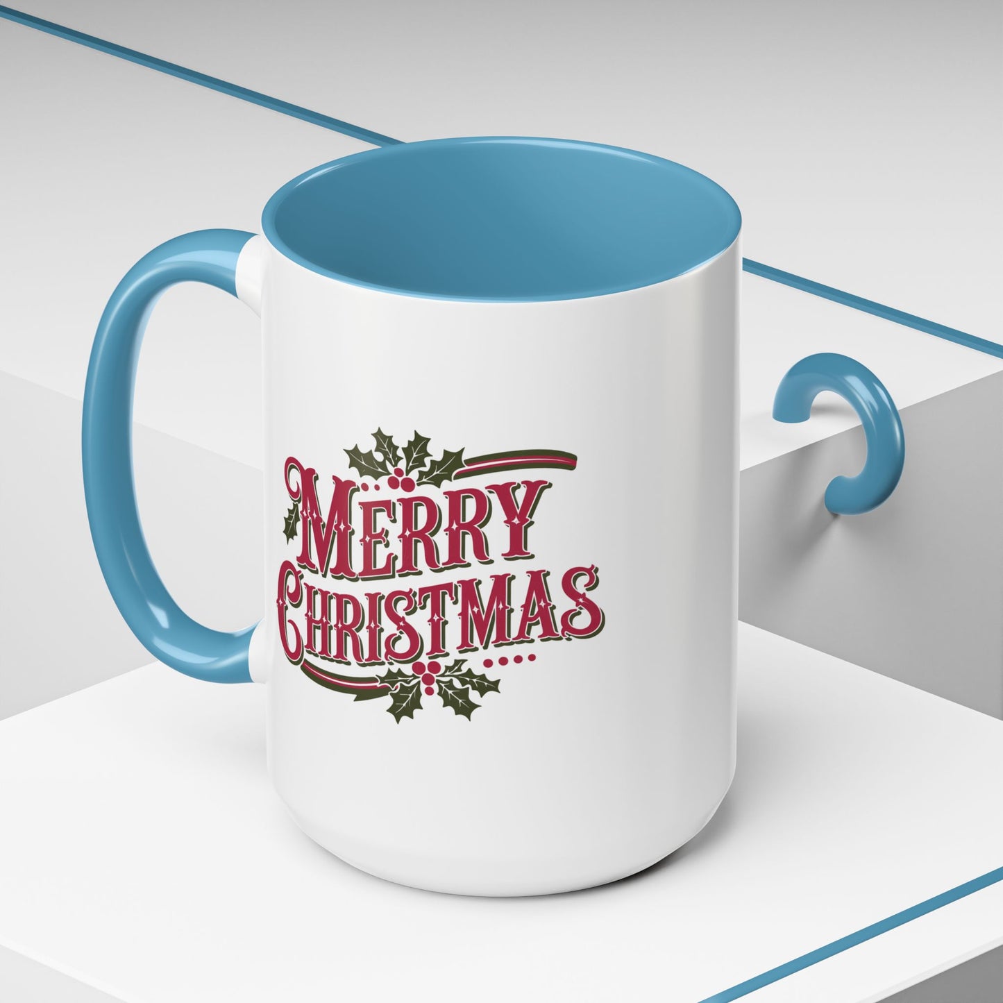 Christmas Mug - Merry Christmas Maroon & Green Text Decorations