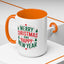 Christmas Mug - Merry Christmas and a Happy New Year Green & Red Text Trees Stars