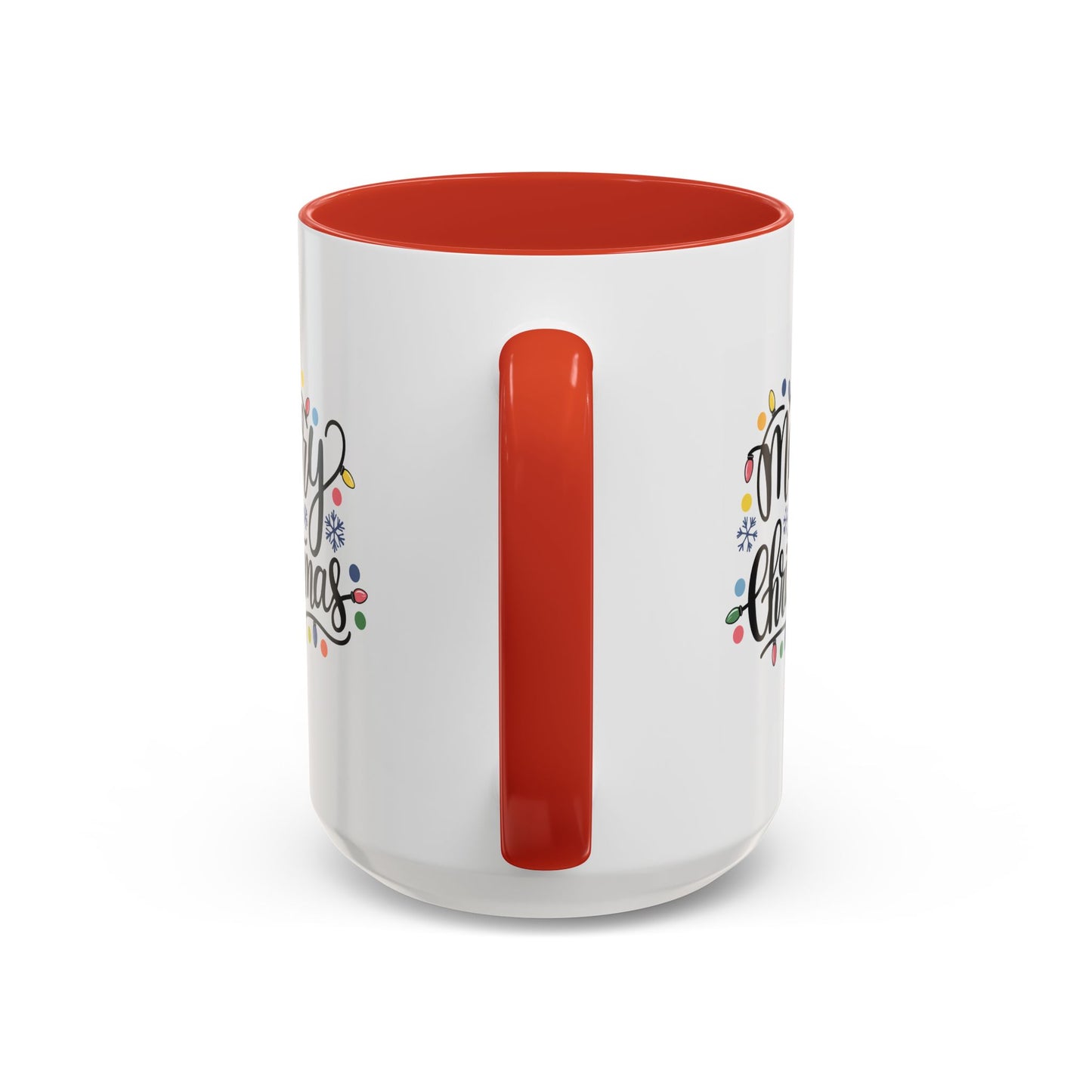 Christmas Mug - Merry Christmas Black Text Colored Lights