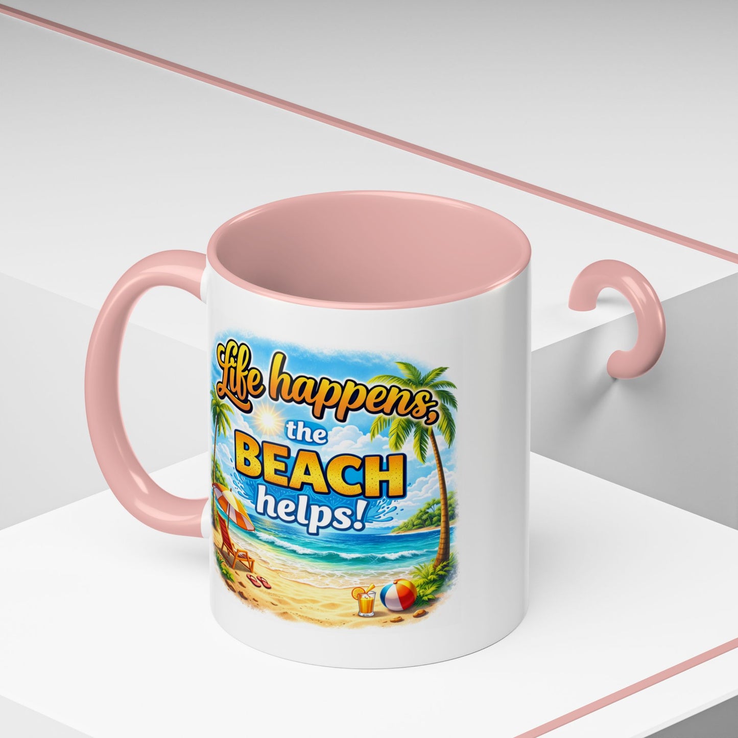 Humor Mug - Life Happens the beach Helps