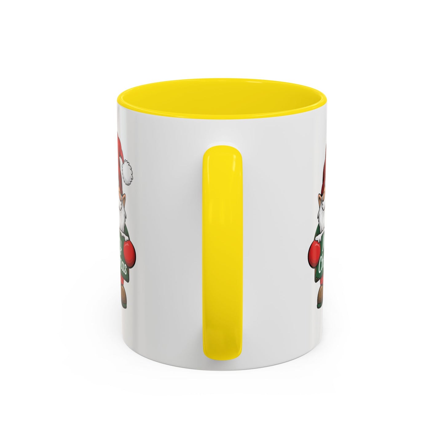 Christmas Mug - Merry Christmas White & Green Text Gnome Snow