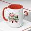 Christmas Mug - Merry Christmas Red & Green Text Santa Reindeer Tree Sleigh Ornaments