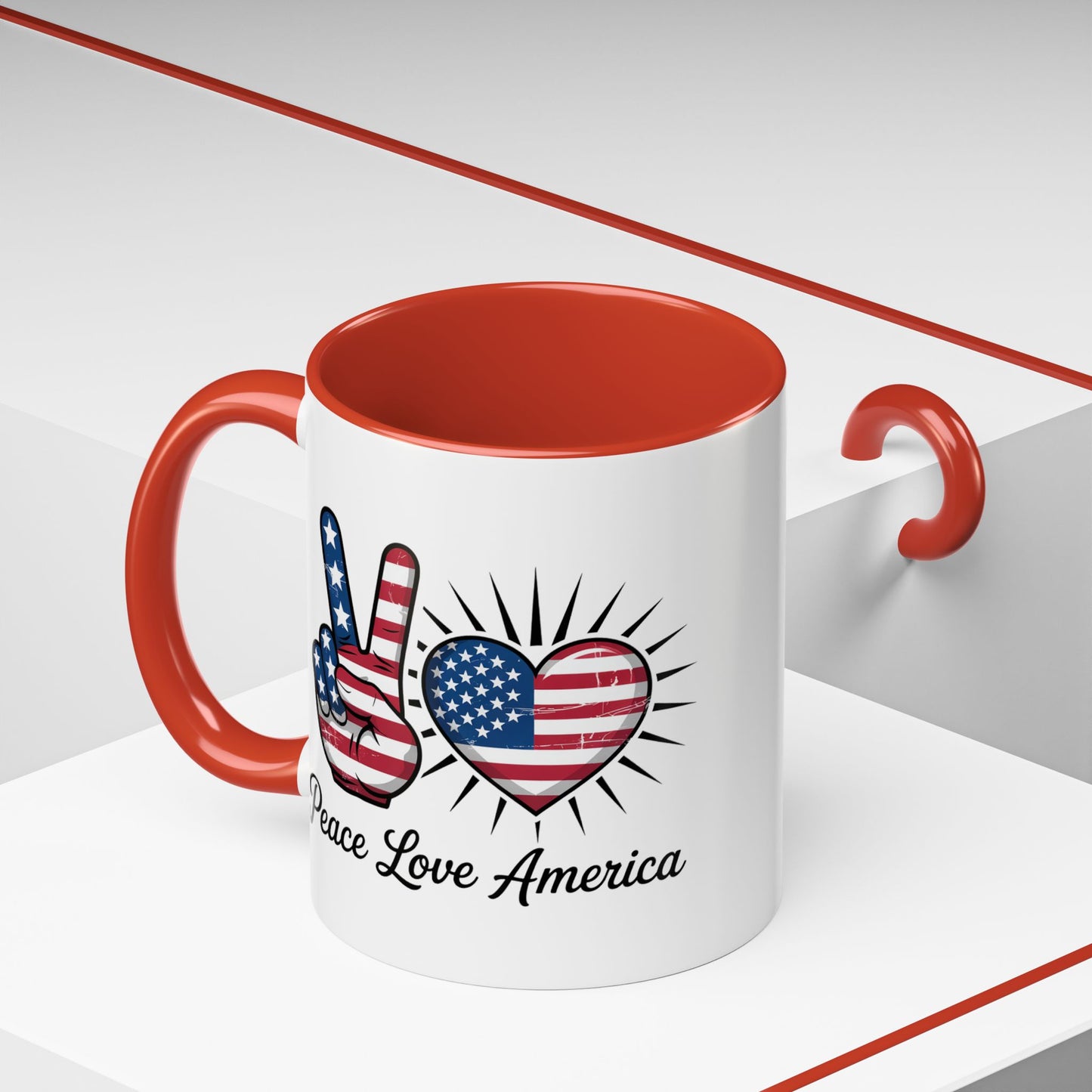 4th of July Mug - Peace Love America