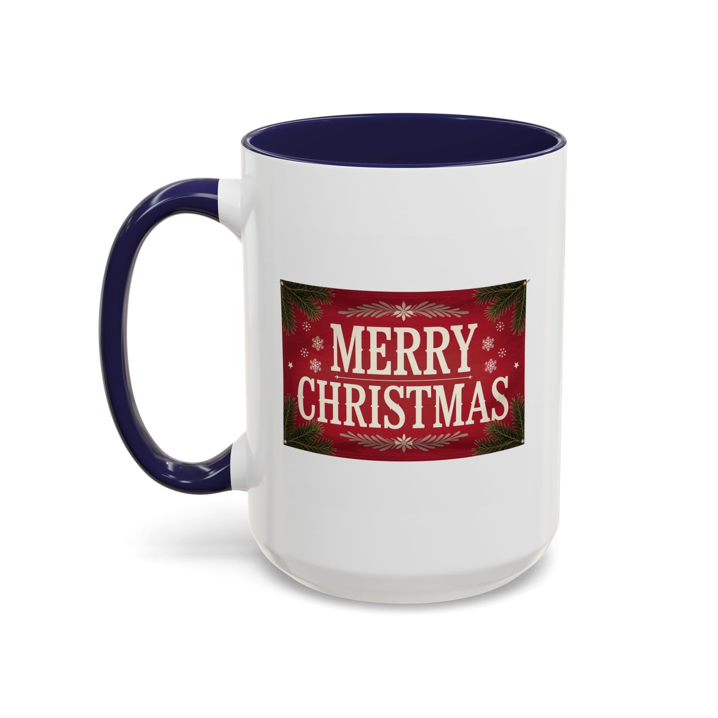 Christmas Mug - Merry Christmas Cream Text Maroon Background