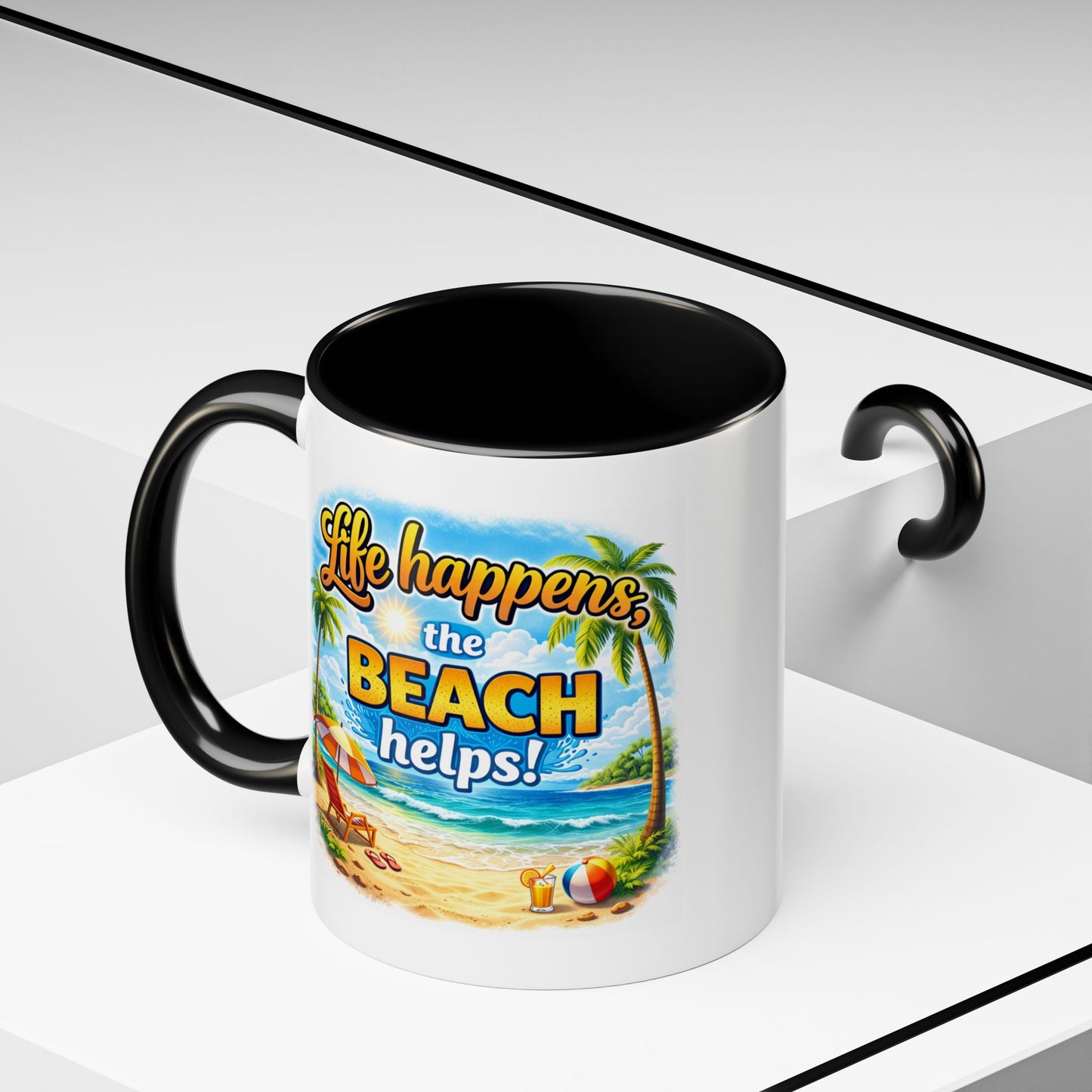 Humor Mug - Life Happens the beach Helps