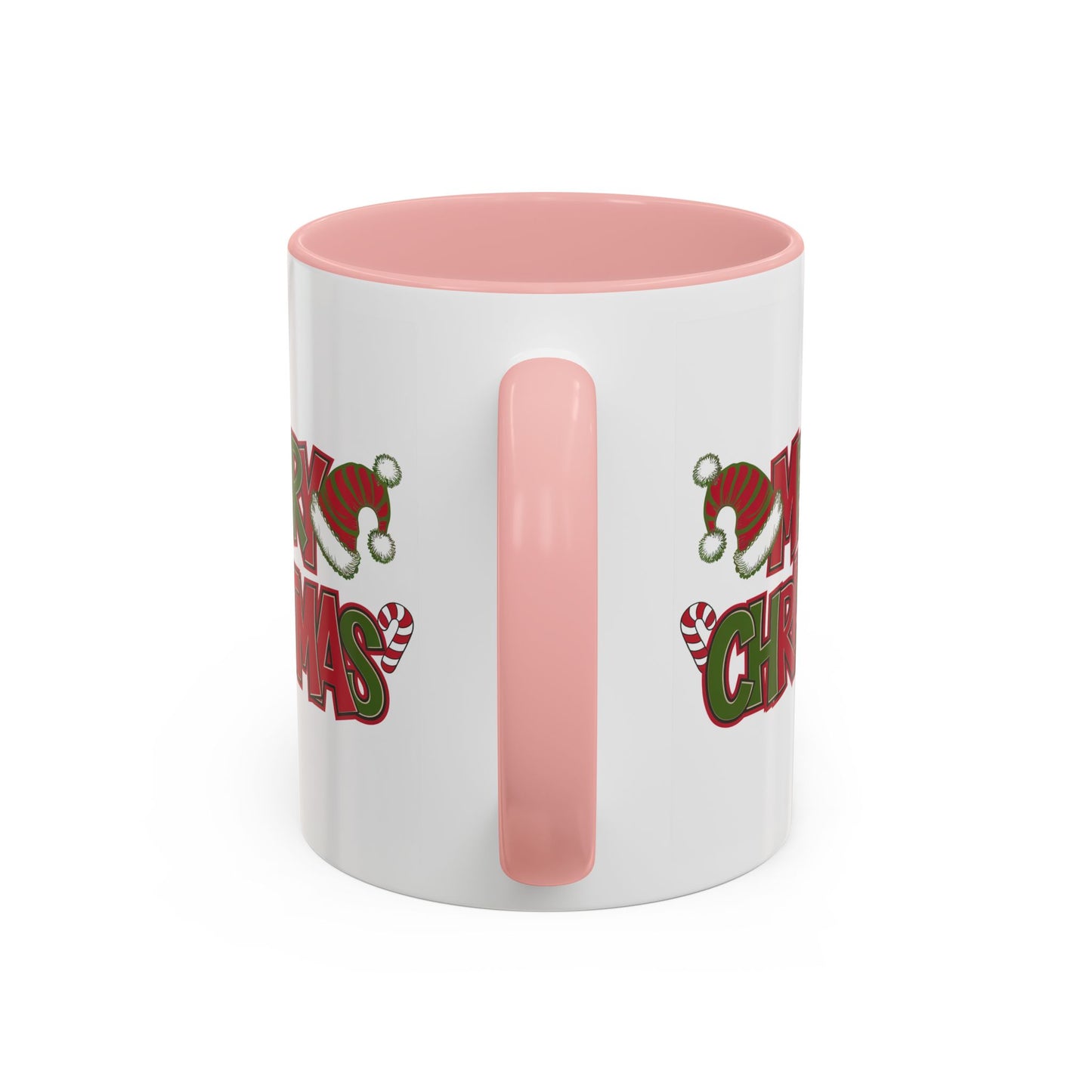 Christmas Mug - Merry Christmas Red & Green Text Hats Candy Canes