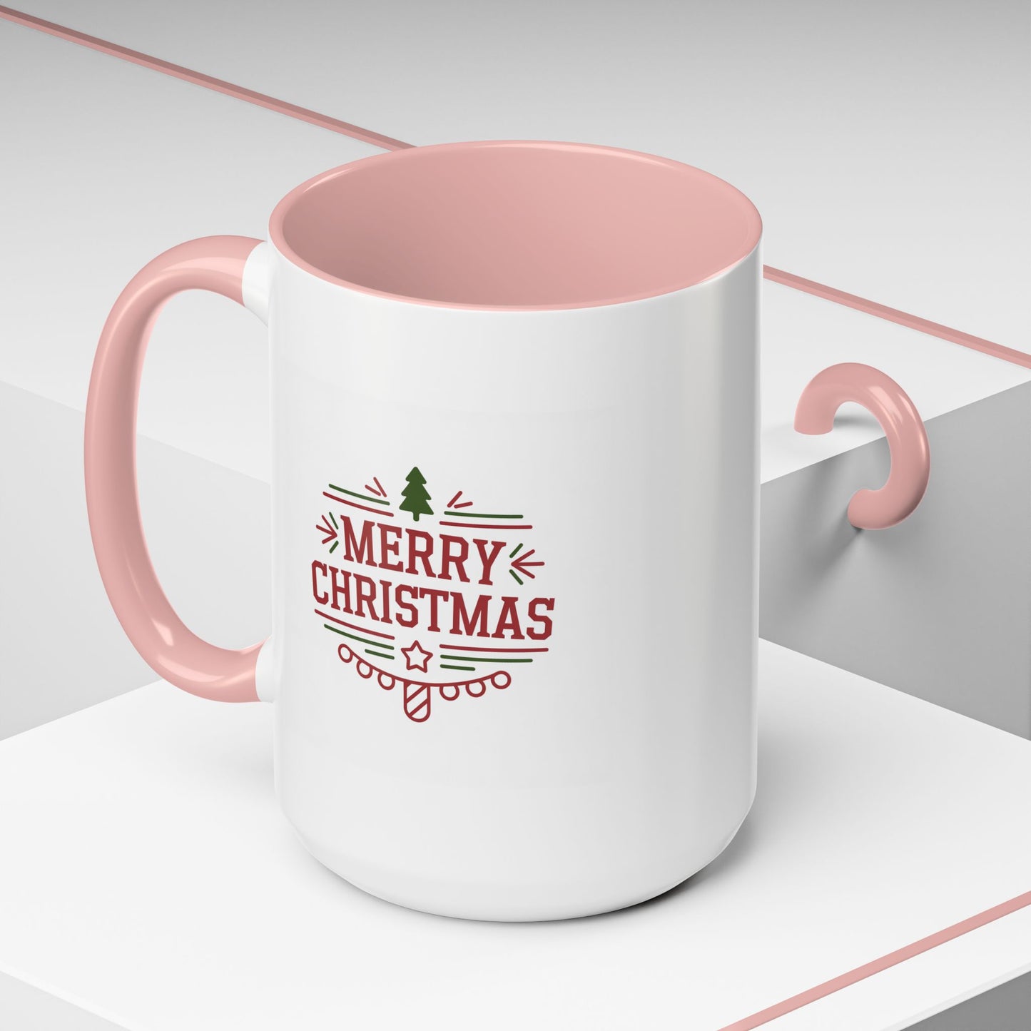 Christmas Mug - Merry Christmas Maroon Text Tree Star