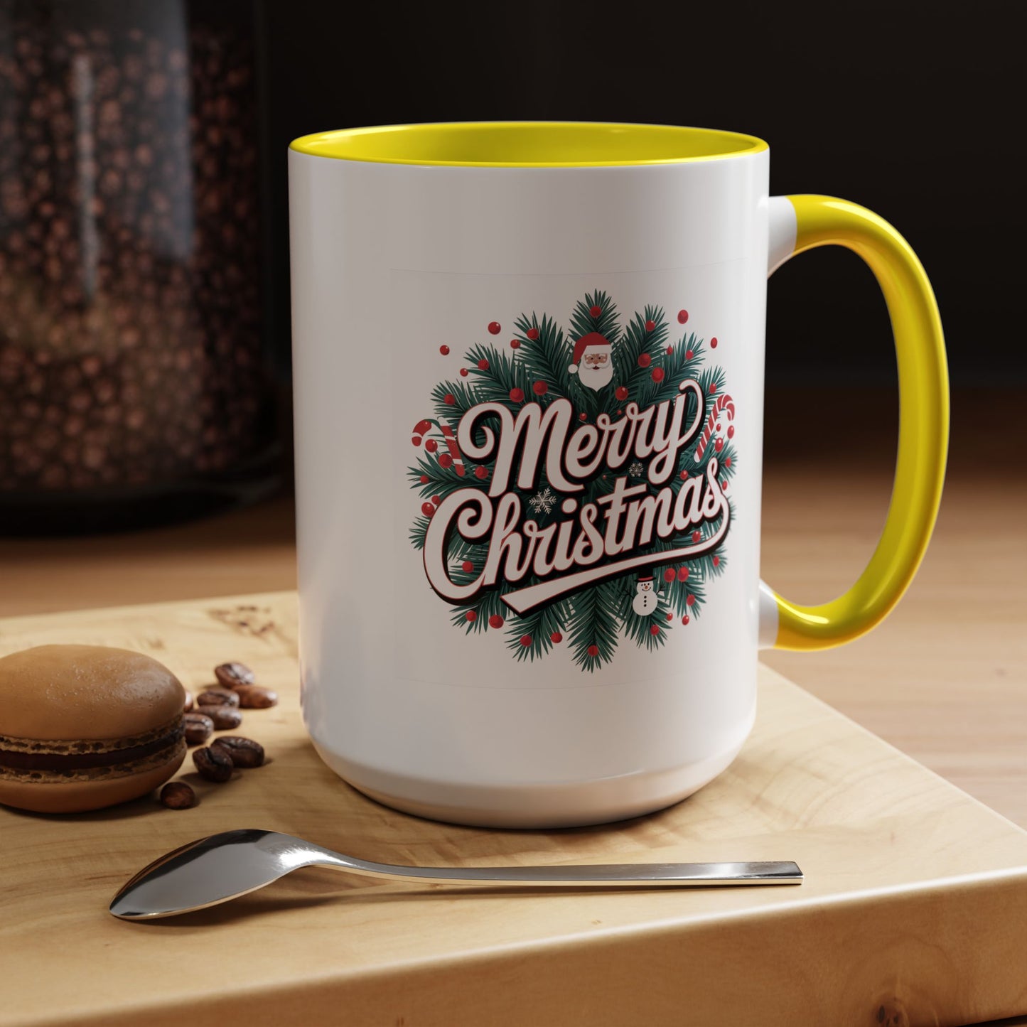 Christmas Mug - Merry Christmas White & Red Embossed Text