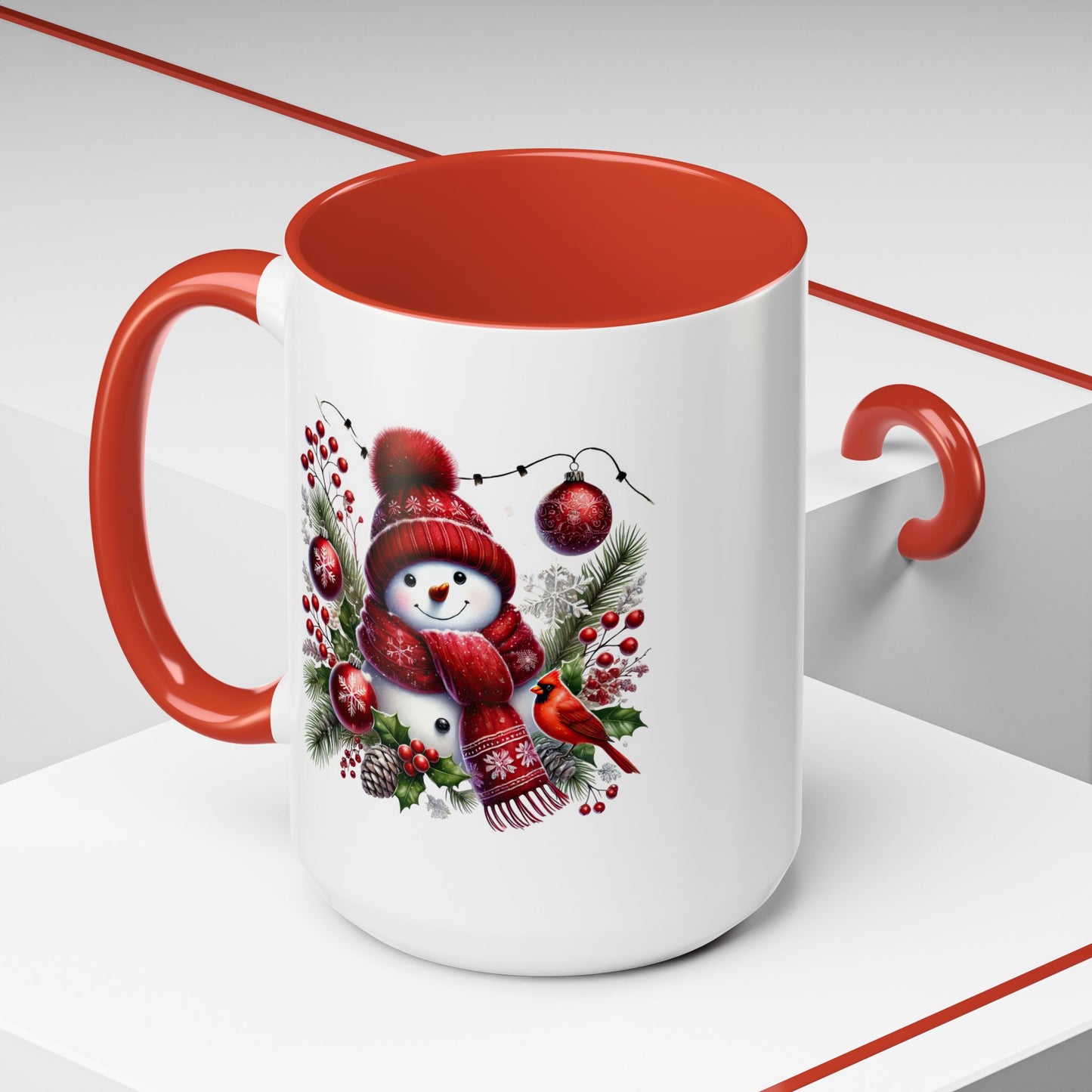 Christmas Mug - Burgundy Snowman