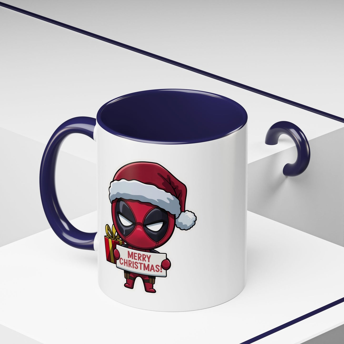 Christmas Mug - Merry Christmas Red Text Superhero