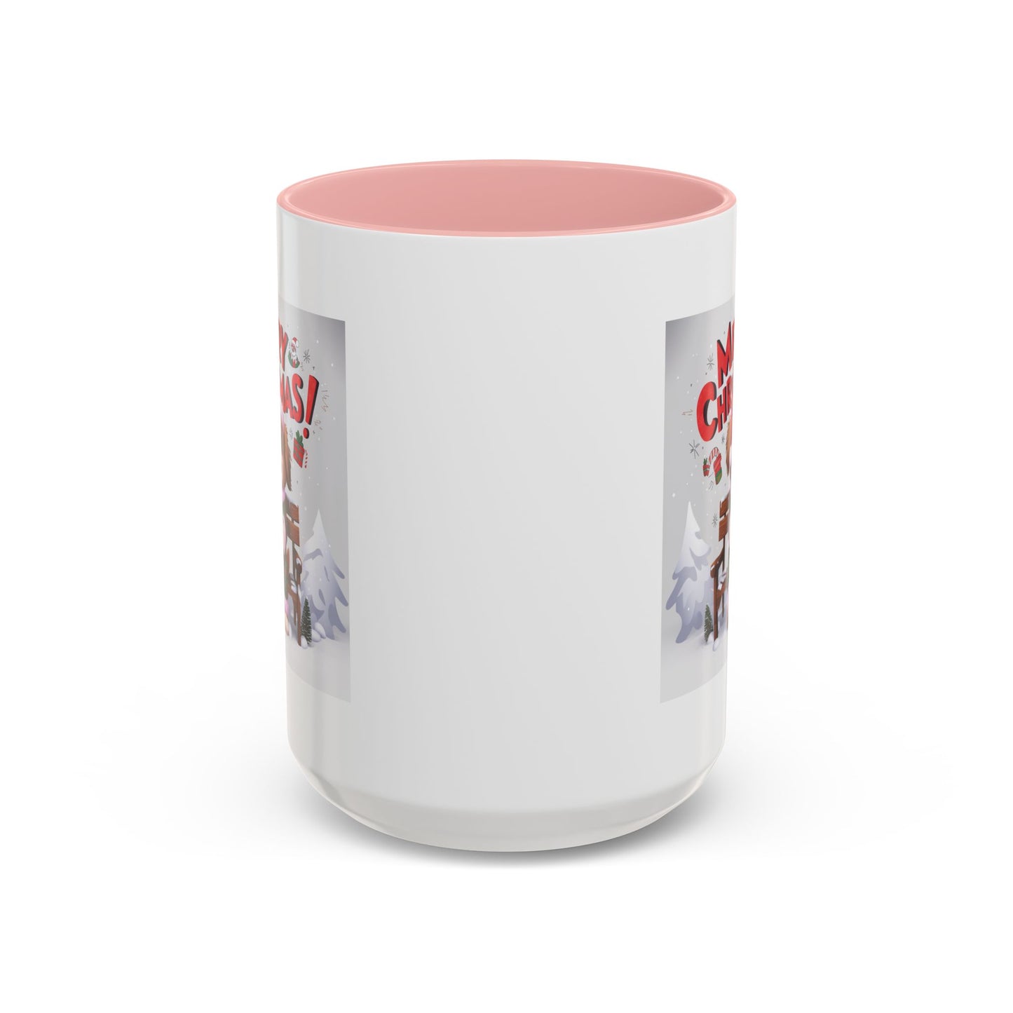 Christmas Mug - Merry Christmas Red Text Puppy Green & Red Top