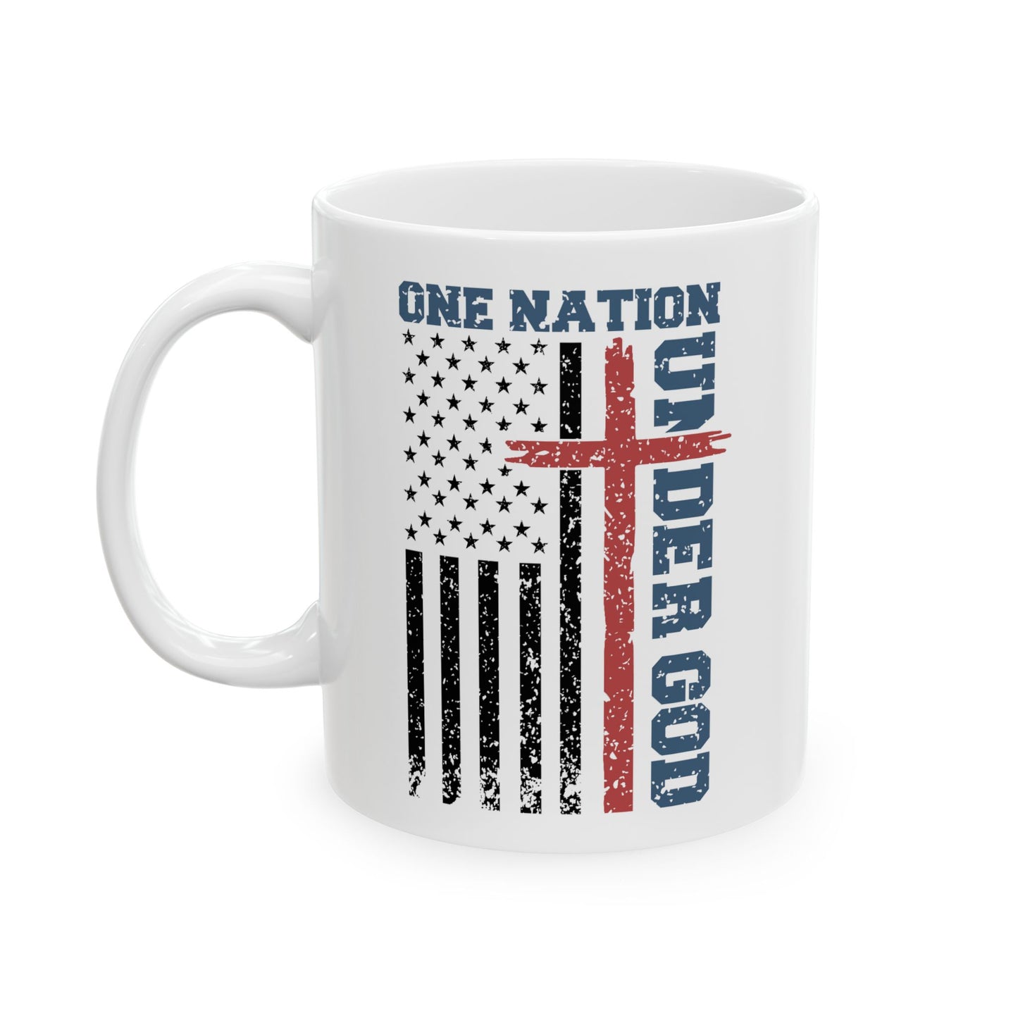4th of July Mug - One Nation Under God Flag Cross
