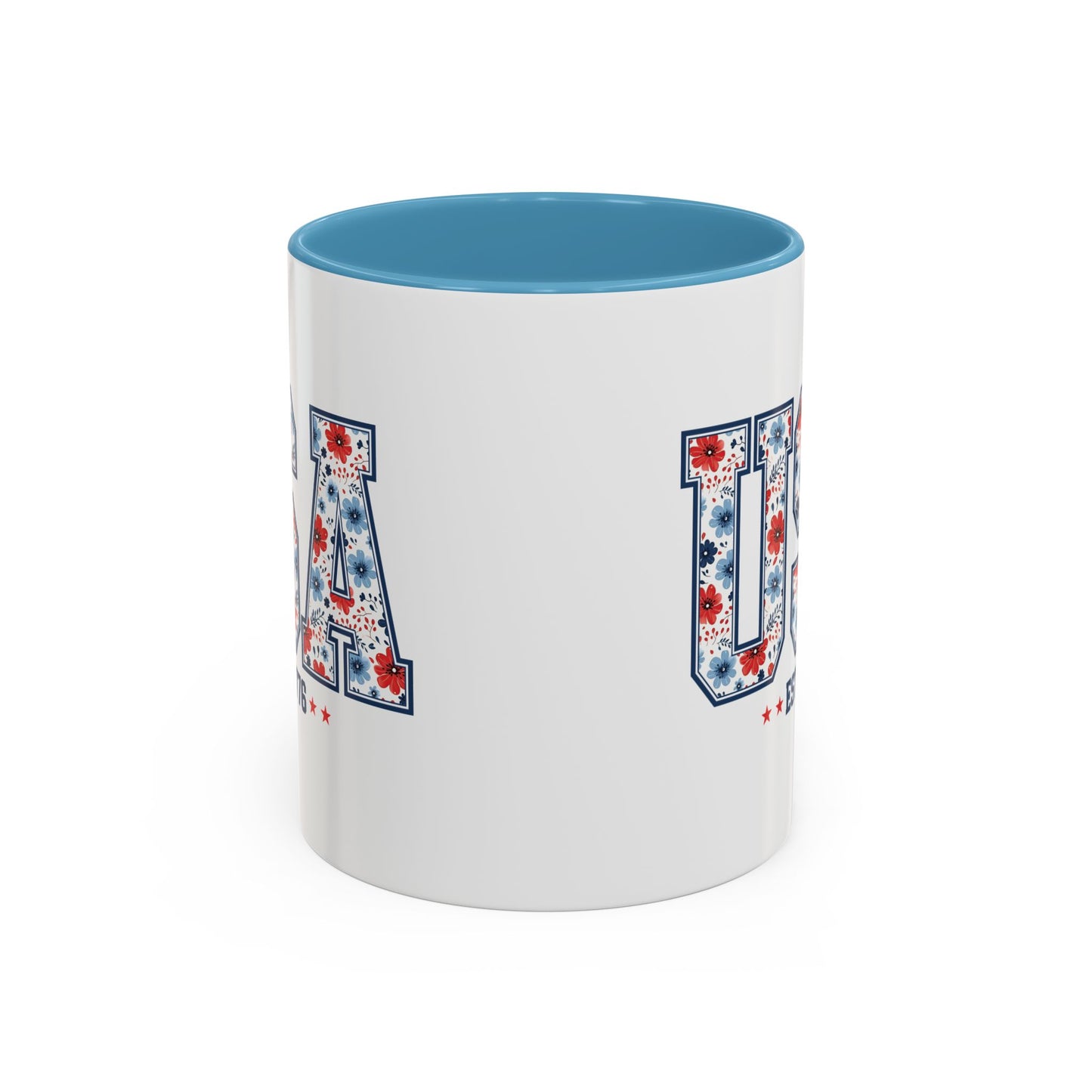 4th of July Mug - USA EST 1776 Floral