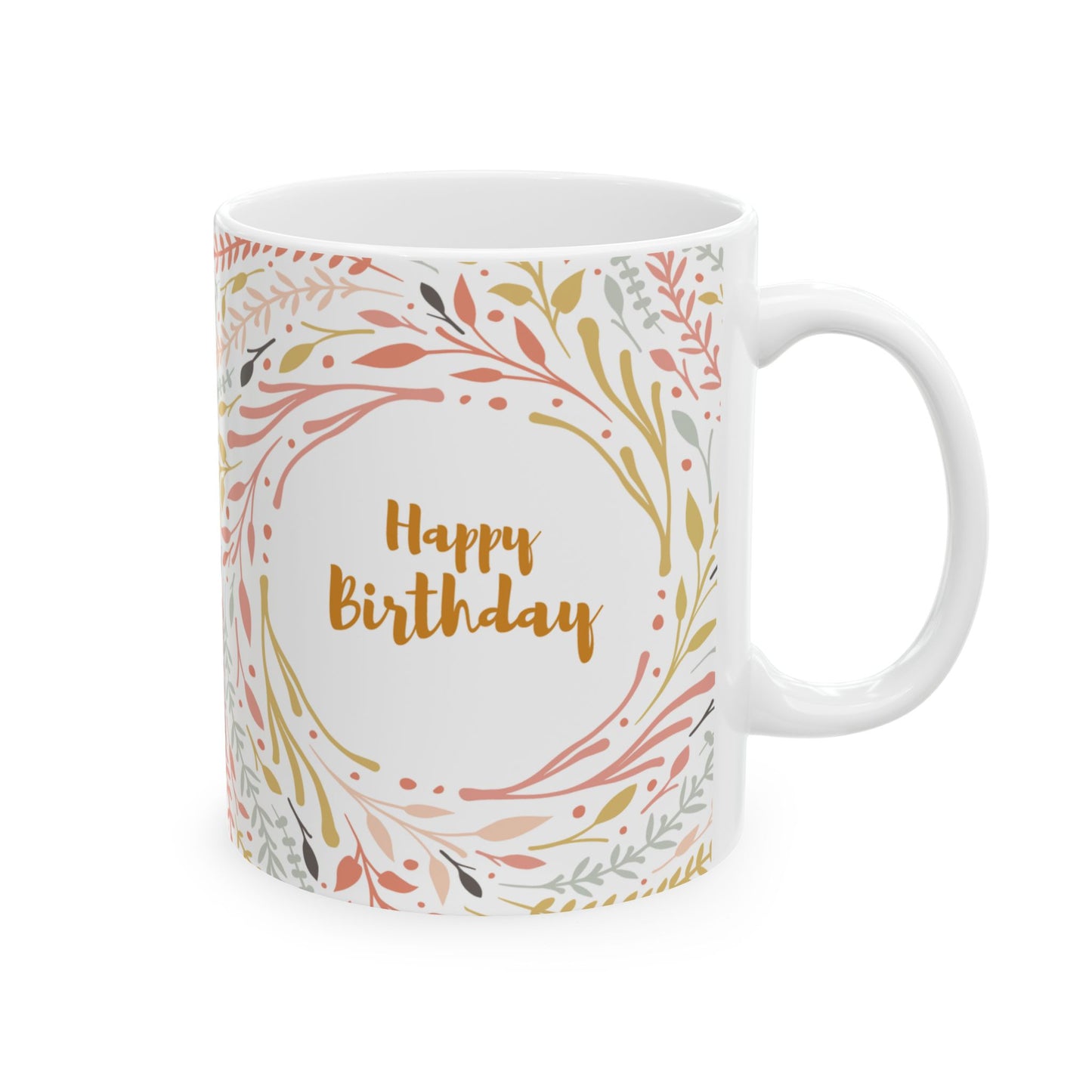 Birthday Mug - Happy Birthday Floral Circle