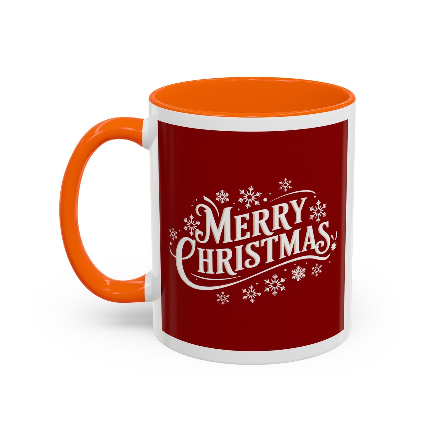 Christmas Mug - Merry Christmas White Text Maroon Background