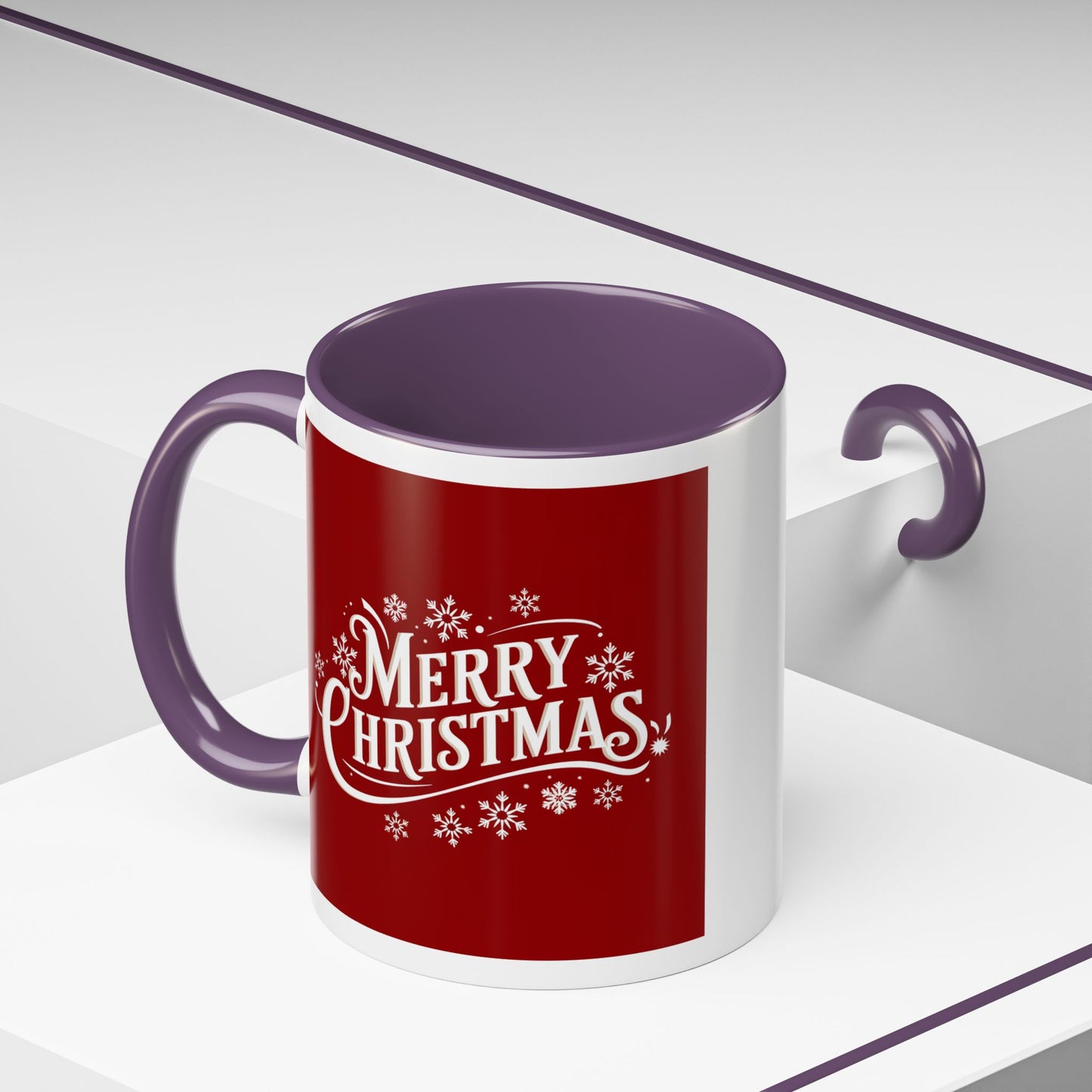 Christmas Mug - Merry Christmas White Text Maroon Background