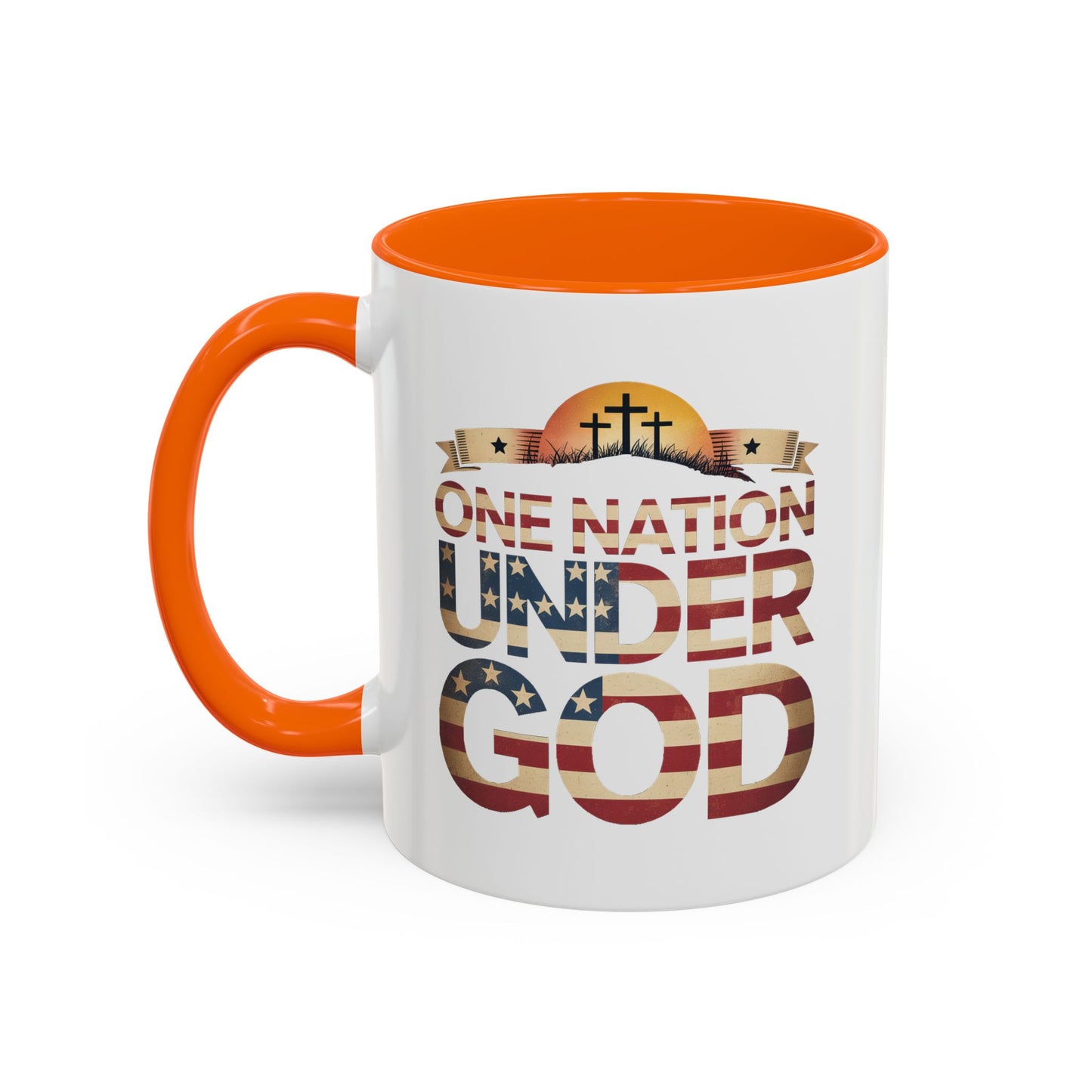4th of July Mug - One Nation Under God Cross Flag