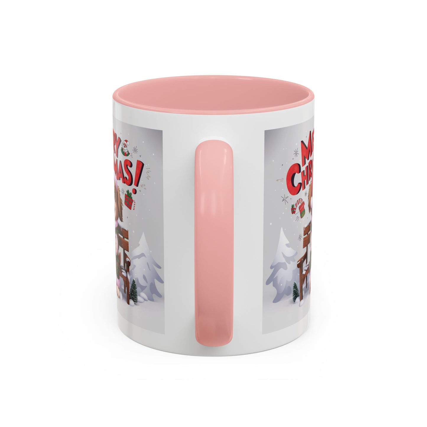 Christmas Mug - Merry Christmas Red Text Puppy Green & Red Top