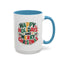 Christmas Mug - Happy Holidays and Merry Christmas Blue Green Yellow Red Text