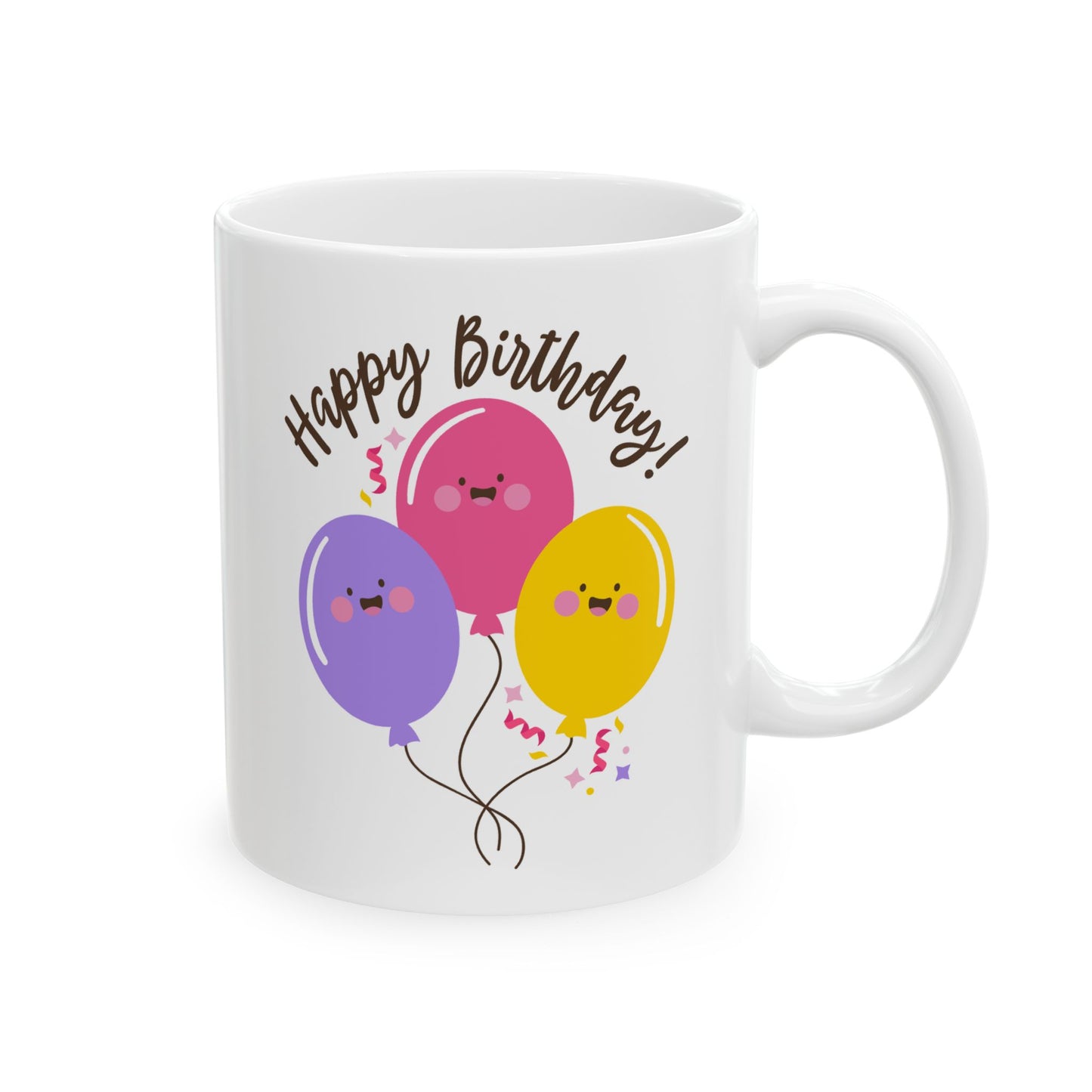 Birthday Mug - Happy Birthday Smiley Balloons