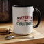 Christmas Mug - Merry Christmas Red & Green Text Heart Arrow Trees