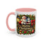 Christmas Mug - Merry Christmas Cream Text Santa Ok Light Bow Ornaments