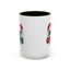 Christmas Mug - Merry Christmas Green Red Yellow and Blue Text Red Hats