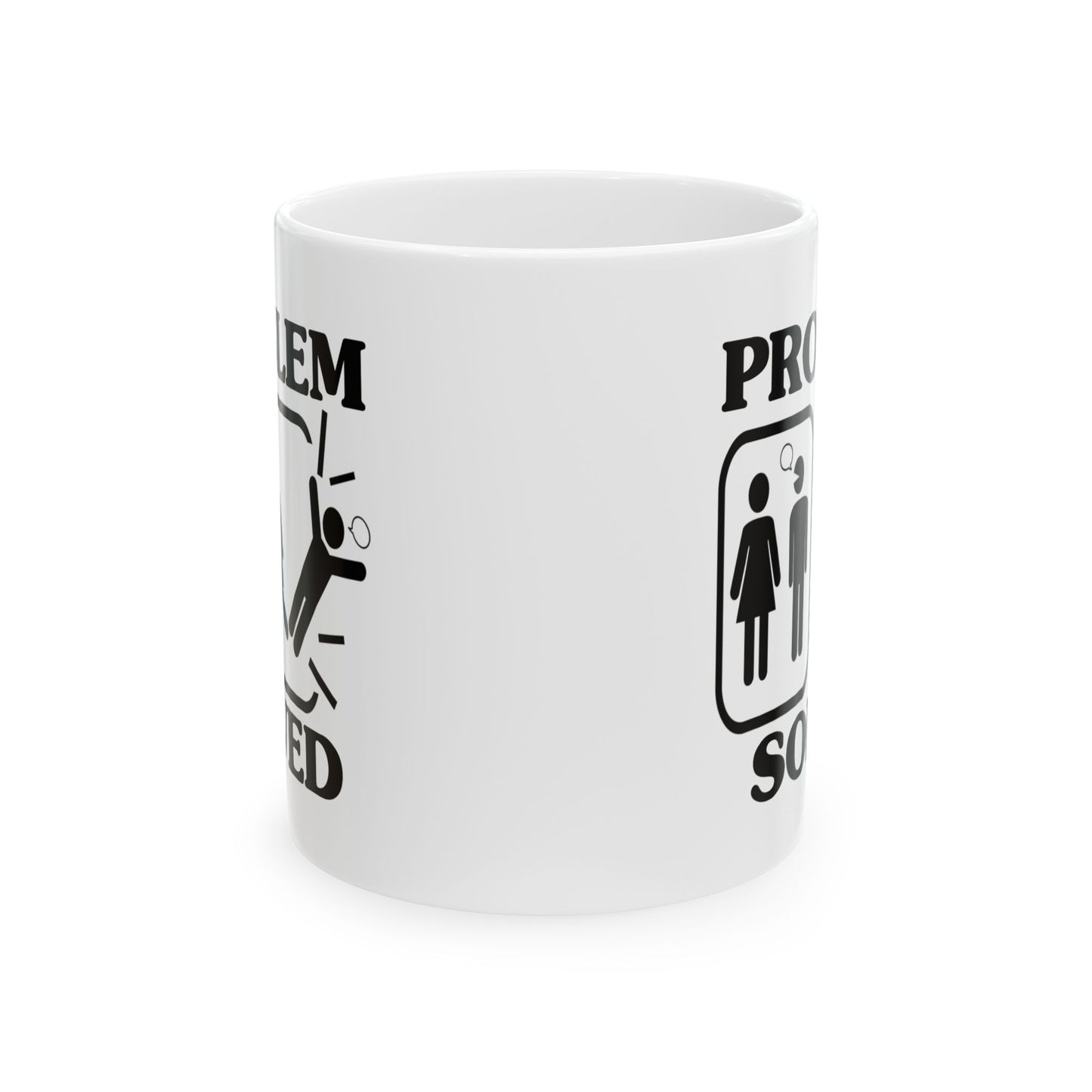 Humor Mug - Problem Solved - Girl Kicks Boy