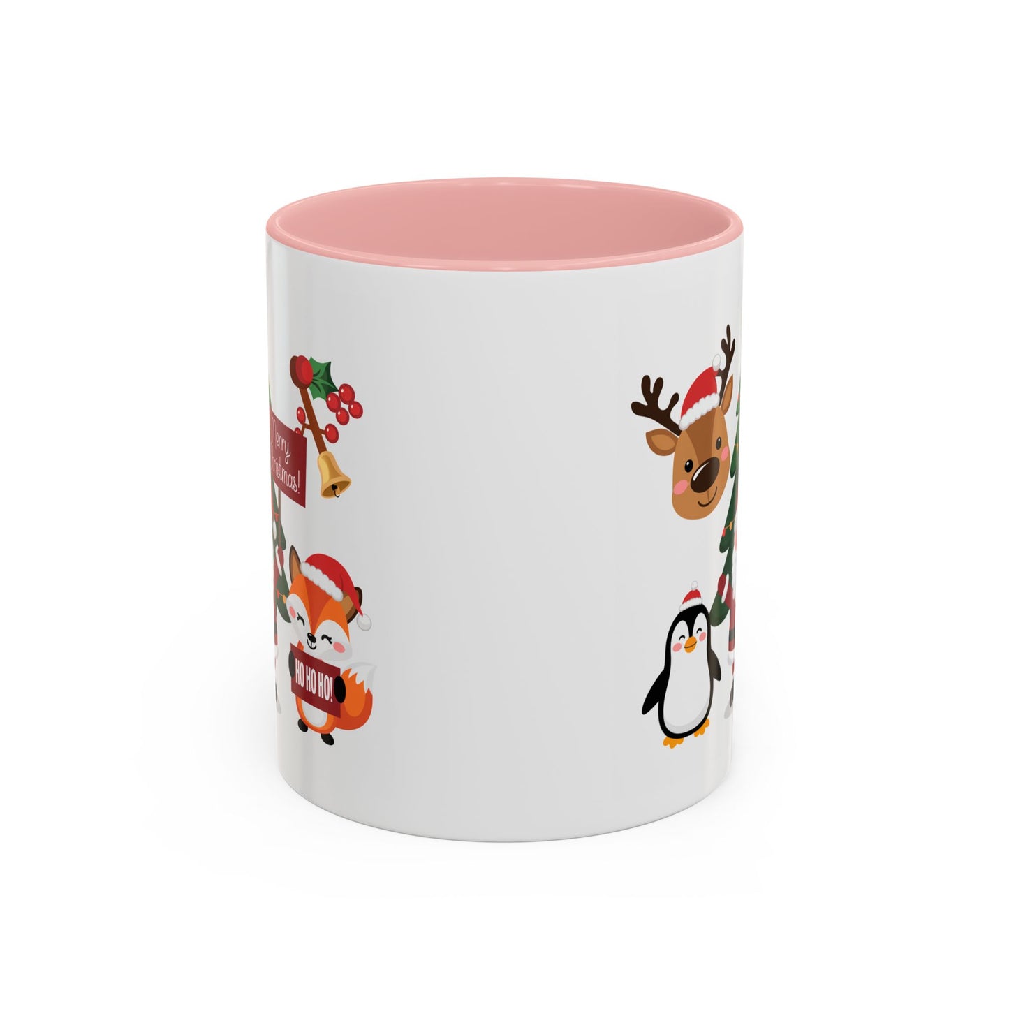 Christmas - Merry Christmas White Text Santa Reindeer Penguin Fox
