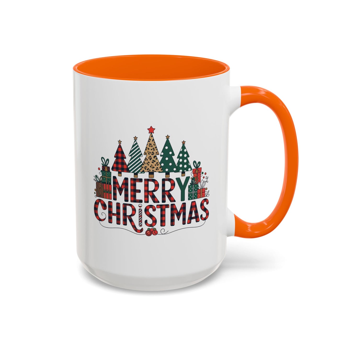 Christmas Mug - Merry Christmas Tartan Text Trees Presents
