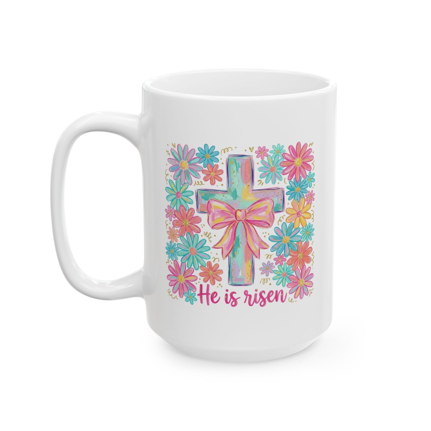 Easter Mug - He Is Risen Cross Bow