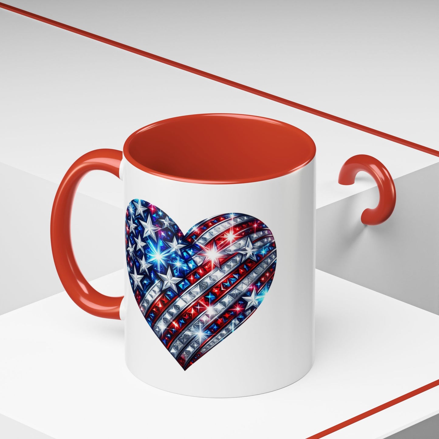 4th of July Mug - USA Sparkle Heart