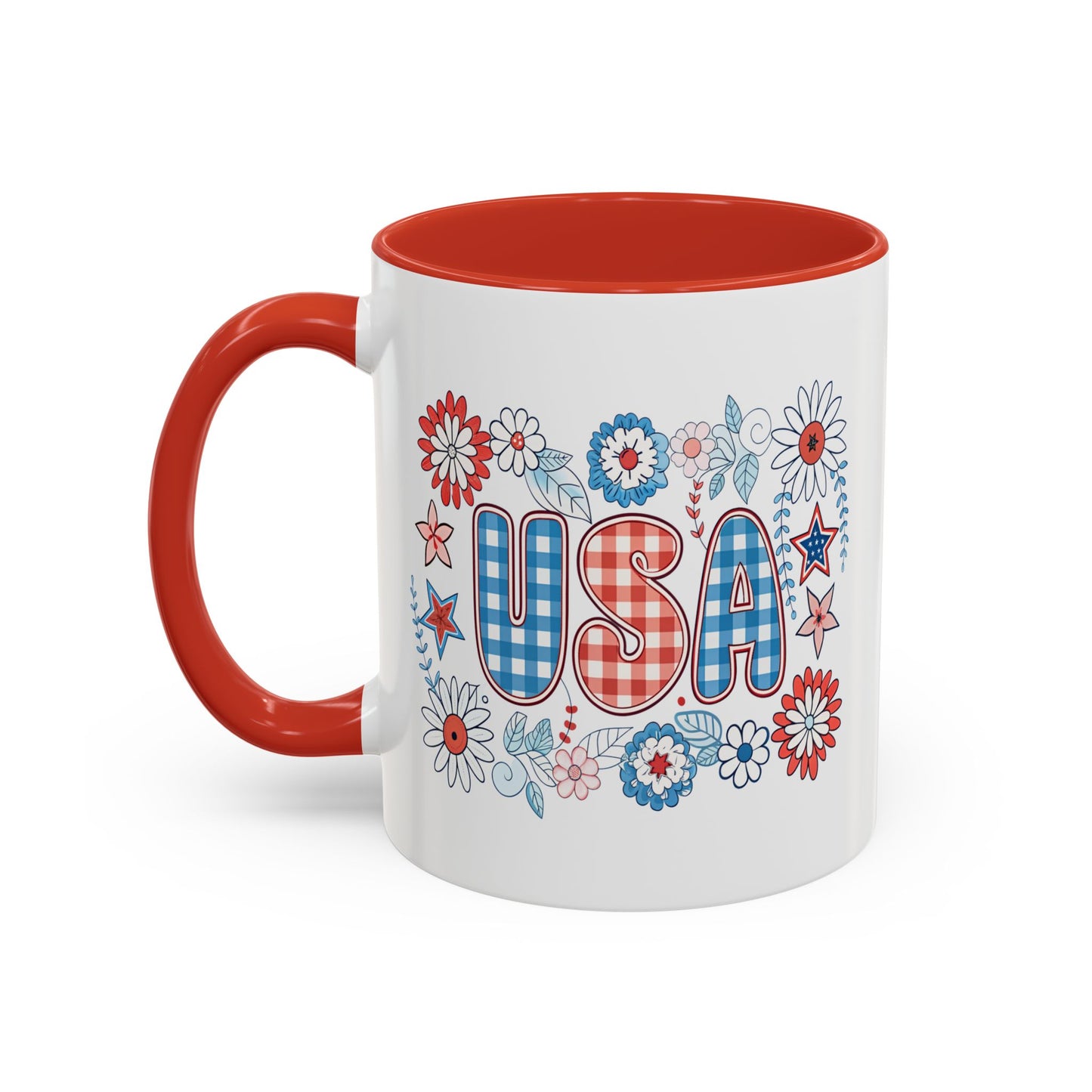 4th of July Mug - USA Preppy Floral