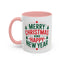 Christmas Mug - Merry Christmas and a Happy New Year Green & Red Text Trees Stars
