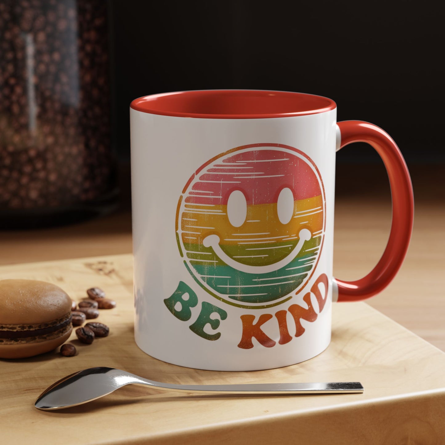 Motivation Mug - Retro Smiley Face Be Kind